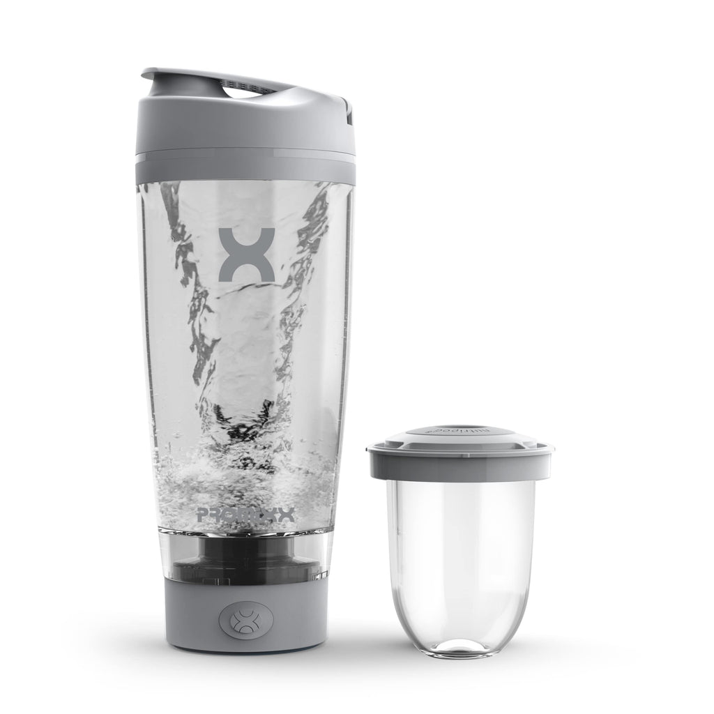 [Australia] - PROMiXX Pro Shaker Bottle | Rechargeable, Powerful for Smooth Protein Shakes | includes Supplement Storage - BPA Free | 600ml Cup (Cool Gray) Cool Gray 