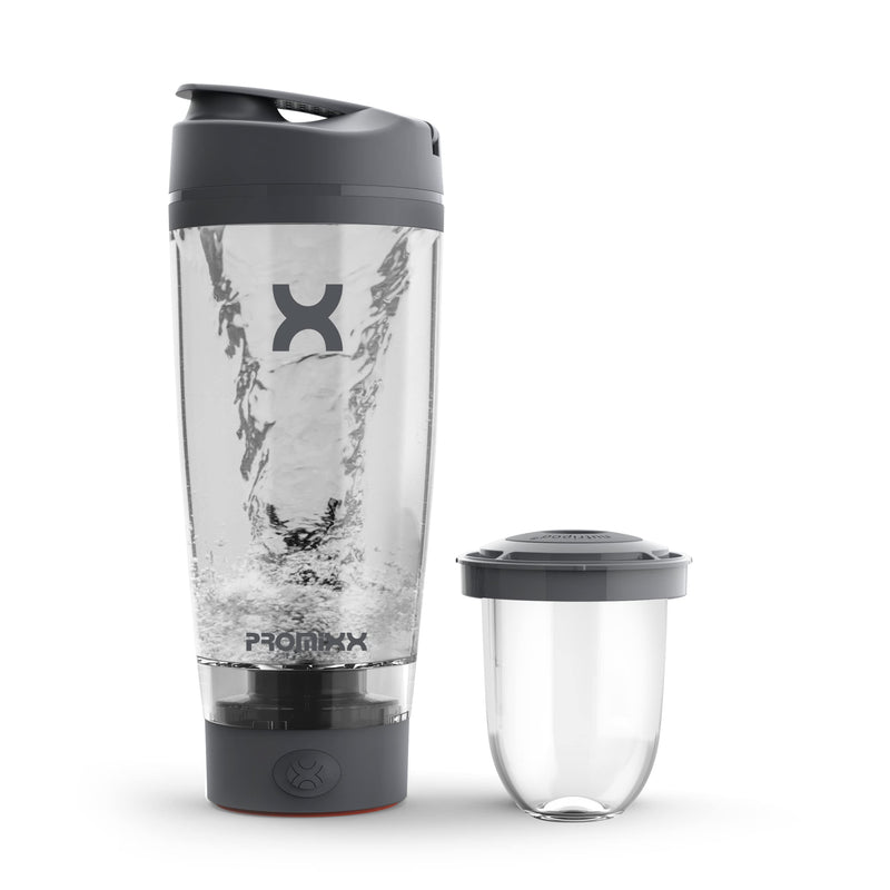 [Australia] - PROMiXX Pro Shaker Bottle | Rechargeable, Powerful for Smooth Protein Shakes | includes Supplement Storage - BPA Free | 600ml Cup (Graphite Gray) Graphite Gray 