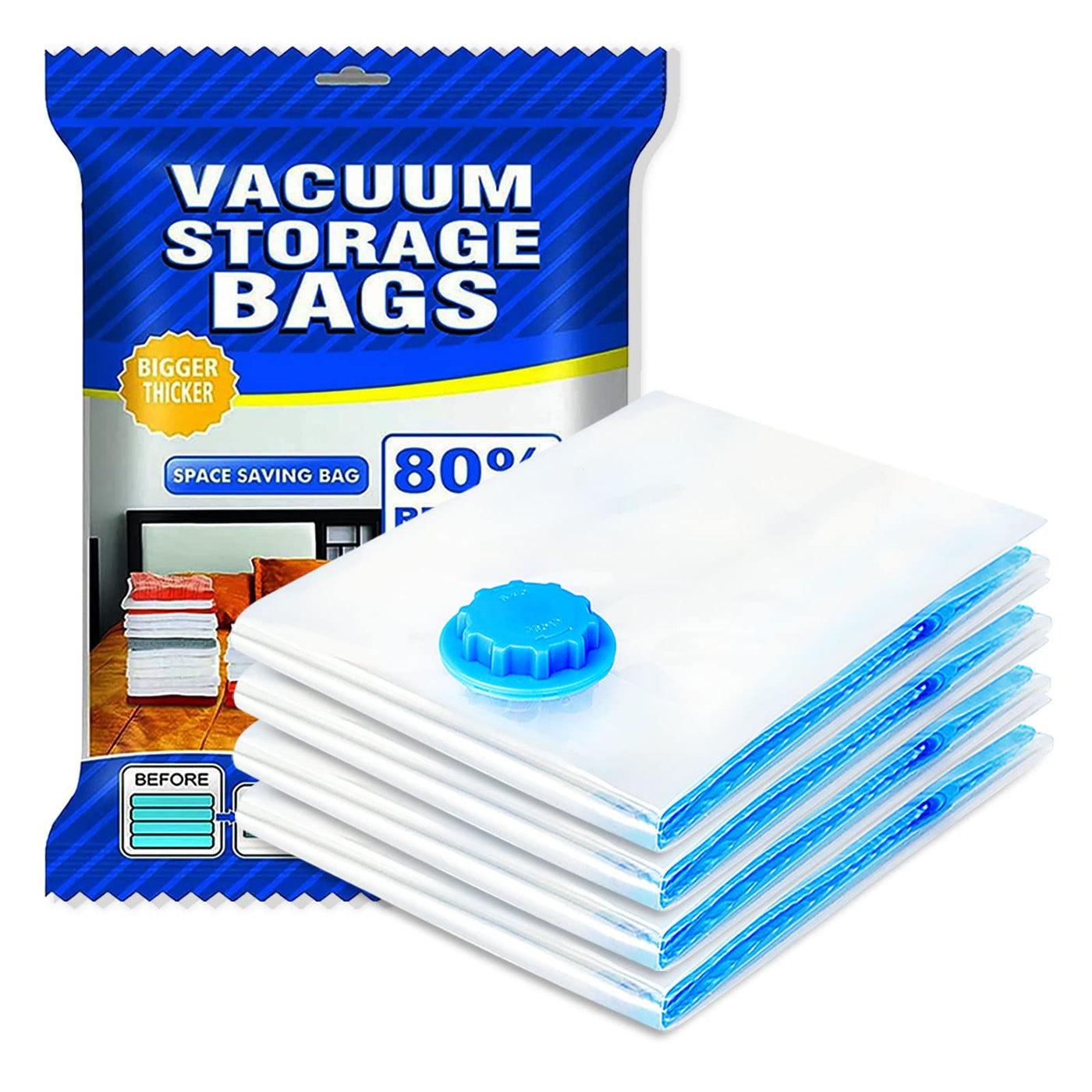 Vacuum Storage Bags, Space Saver Bag, Vacume Pack Storage Bag for Clothes  Blankets Travel Storage,Reusable Bags Double Zip Seal