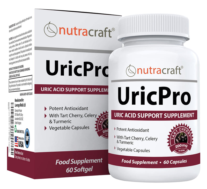 [Australia] - UricPro Uric Acid Cleanse Supplement | Tart Cherry, Turmeric, Celery, Milk Thistle, Bromelain, Cranberry & More | Non-GMO | 60 Vege Capsules 