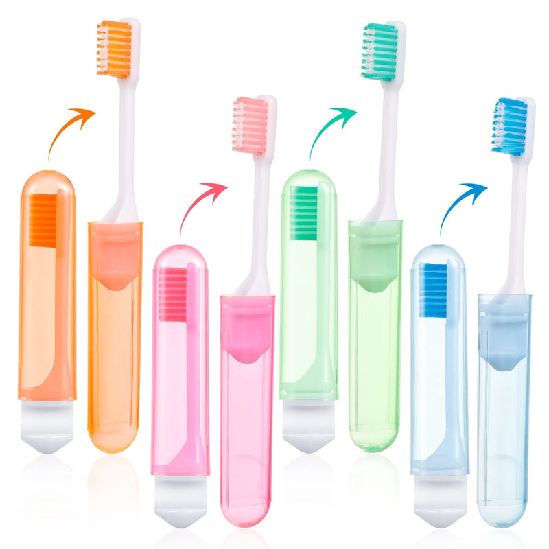 [Australia] - Xinzistar 4 Pieces Portable Soft Toothbrush Camping Toothbrush Travel Toothbrush Folding Travel Toothbrush for Adult Children Oral Care 