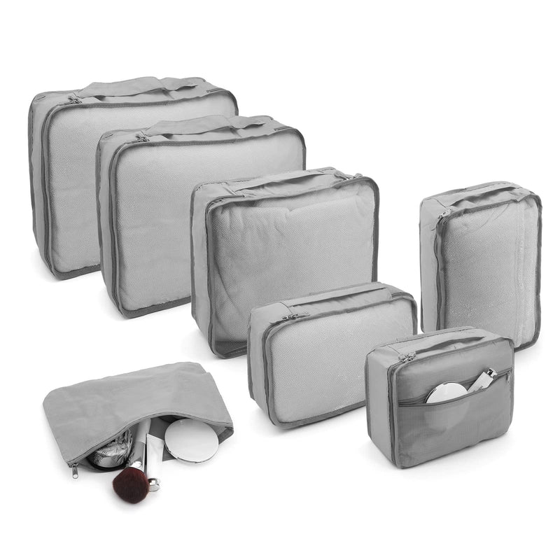 [Australia] - ShawFly Packing Cubes,7Pcs Travel Cubes for Suitcase Lightweight Luggage Packing Organizers Travel Essential Bags for Travel Accessories (Grey) Grey 