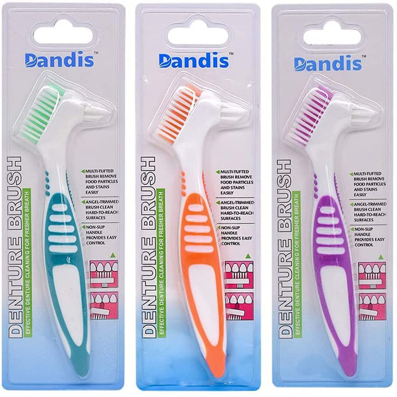 [Australia] - Chargenyang Denture Brush Dual Head Toothbrushes Hard Denture Cleaning Brush Denture Toothbrush Cleaning Brush False Teeth Brush Toothbrush(3PACK) 