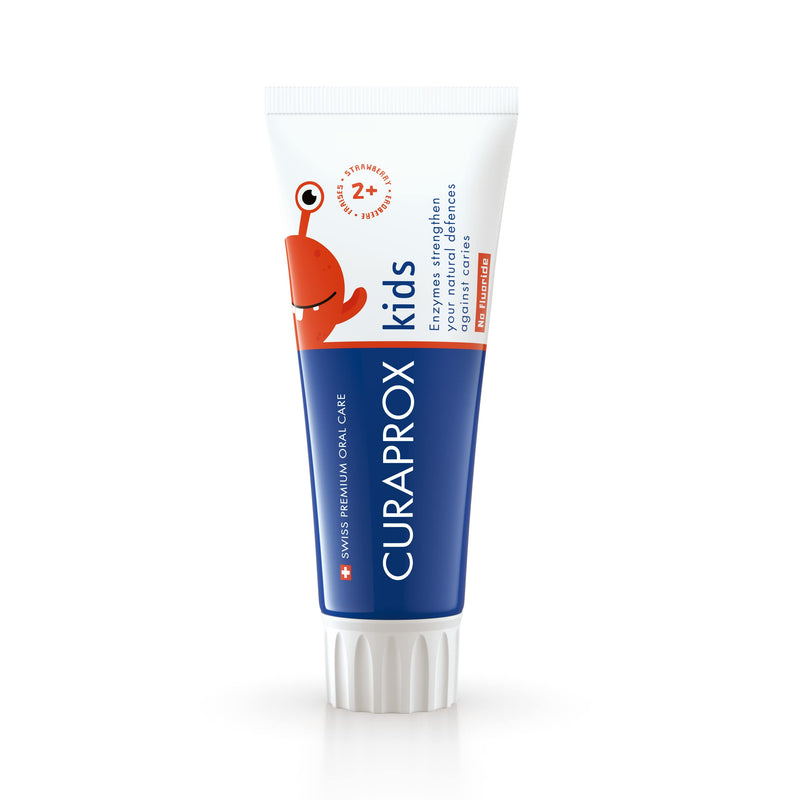 [Australia] - Curaprox Children's Toothpaste CS Kids Strawberry, Zero Fluoride, 60ml - Fluoride Free Strawberry Toothpaste for Kids 2 + Years - SLS Free, Microplastic Free & Triclosan Free Kids Toothpaste, Clear 