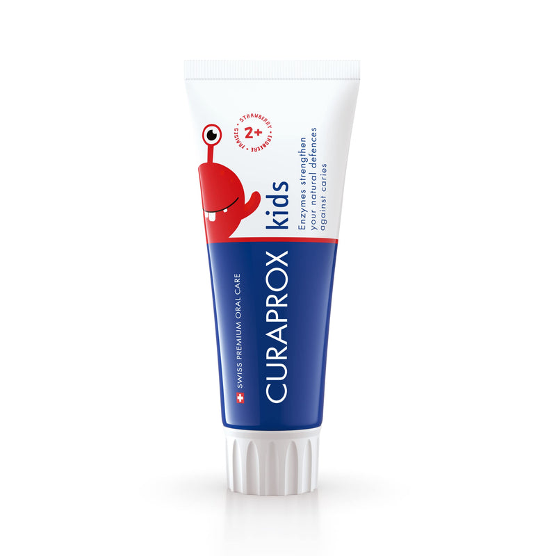 [Australia] - Curaprox Children's Toothpaste CS Kids Strawberry, 60ml - Strawberry Toothpaste for Kids 2 + Years with 950 ppm Fluoride - SLS Free, Microplastic Free & Triclosan Free Kids Toothpaste, Clear 