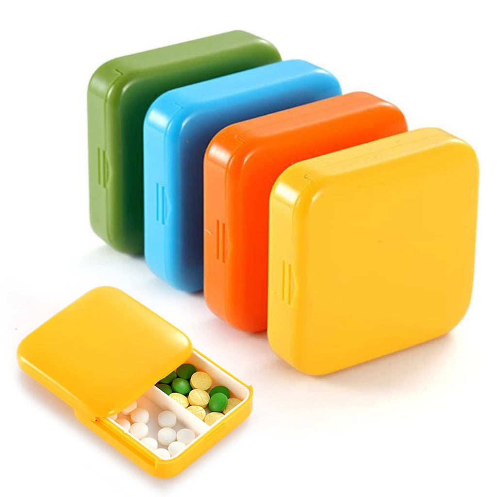 [Australia] - Juliyeh 4 Pcs Pill Boxes Small Pill Organizers Colored Pill Storage Cases with 2 Compartments for Pill, Vitamins, Cod Liver Oil 