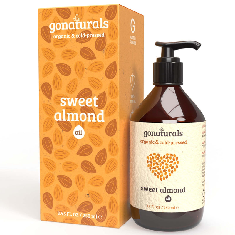 [Australia] - GoNaturals Organic Sweet Almond Oil - Organic Almond Oil: Effective Almond Oil For Skin & Hair Growth Oil - Ideal Sweet Almond Oil For Skin With Body Oil For Dry Skin - Almond Massage Oil, 250ml 