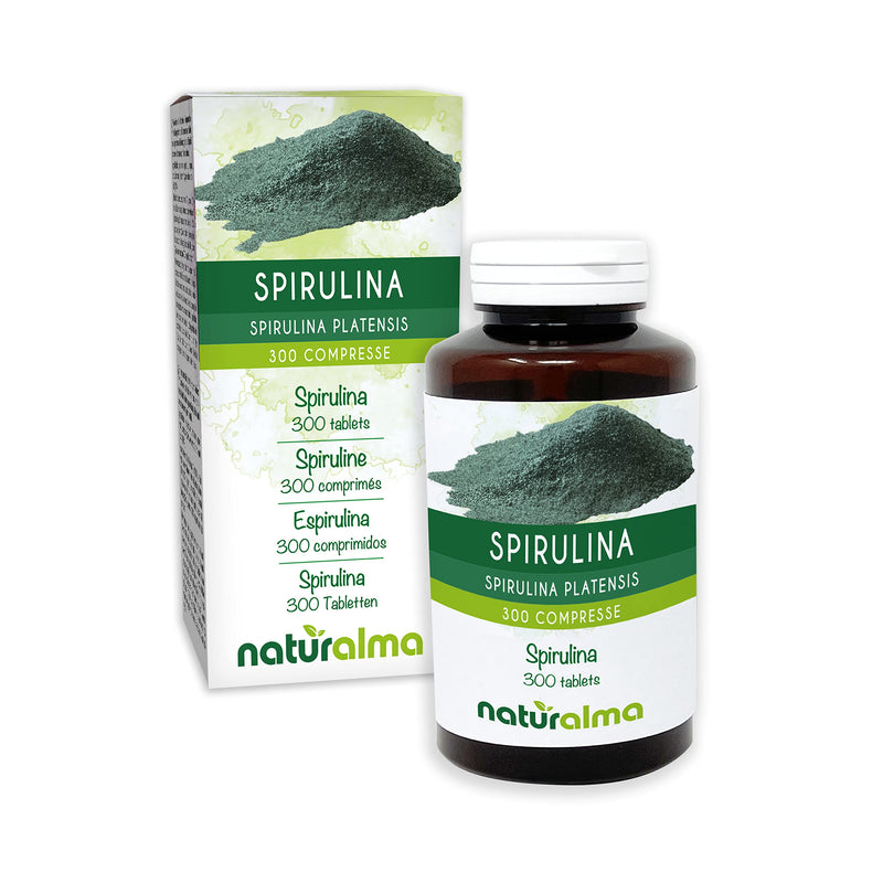 [Australia] - Spirulina (Spirulina platensis or Arthrospira platensis) Thallus (Seaweed) NATURALMA | 150 g | 300 Tablets of 500 mg | Food Supplement | Natural and Vegan 