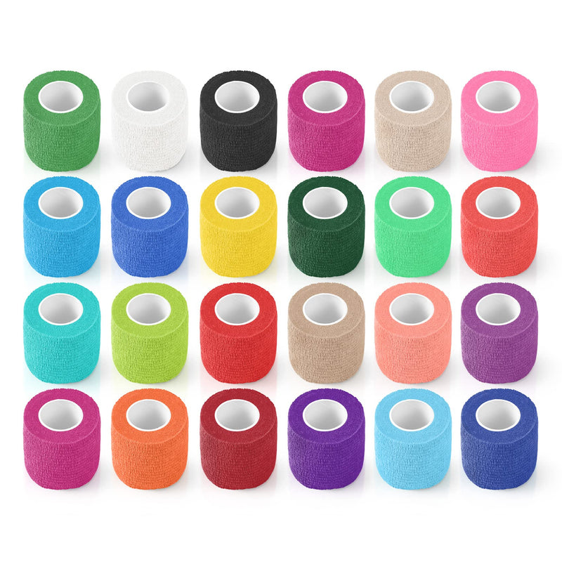 [Australia] - Keilend 24PCS Self Adherent Cohesive Bandages 2‘’ x 5Yards, Stretch Tape for Ankle Sprains, Wrist Swelling &Tattoo，Mix Colors 24Pcs-Mix 