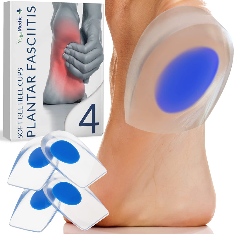 [Australia] - Heel Cushion Pads [2022] Heel Support for Plantar Fasciitis, Achilles Tendonitis and Heel Spur Pain - Gel Heel Pads - Inserts Cups, Size 3.0 to 6.0 - 4 Pieces 35-39 