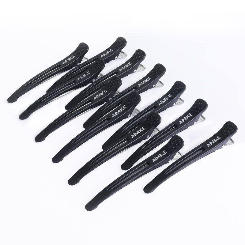 [Australia] - AIMIKE 12pcs Professional Hair Clips for Styling Sectioning, Non Slip No-Trace Duck Billed Hair Clips with Silicone Band, Salon and Home Hair Cutting Clips for Hairdresser, Women, Men - Black 4.3” 12 black 
