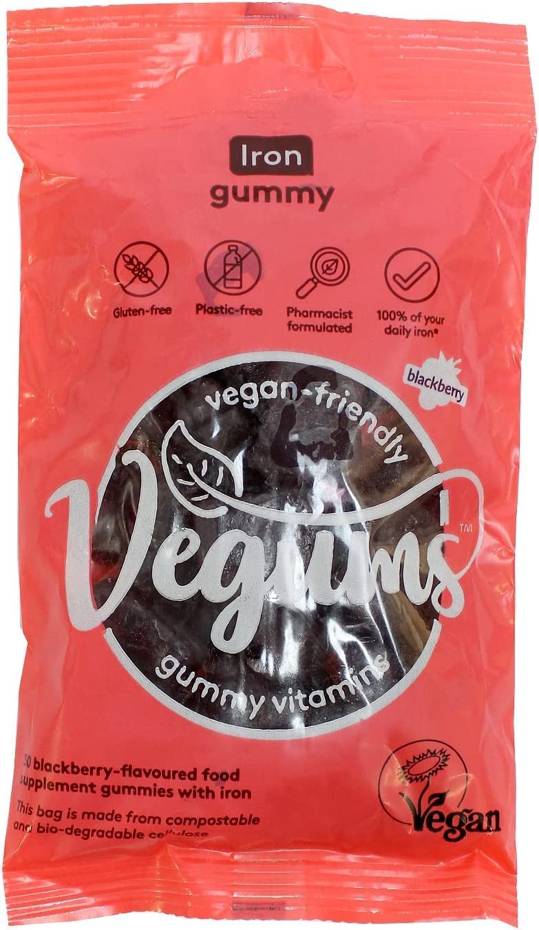 [Australia] - Vegums Iron Gummies | Vegan Friendly Gummy Vitamins | 30 BlackBerry Flavoured Chewable Iron Supplements for All The Family | Suitable for Vegans and Vegetarians 30 Count (Pack of 1) 