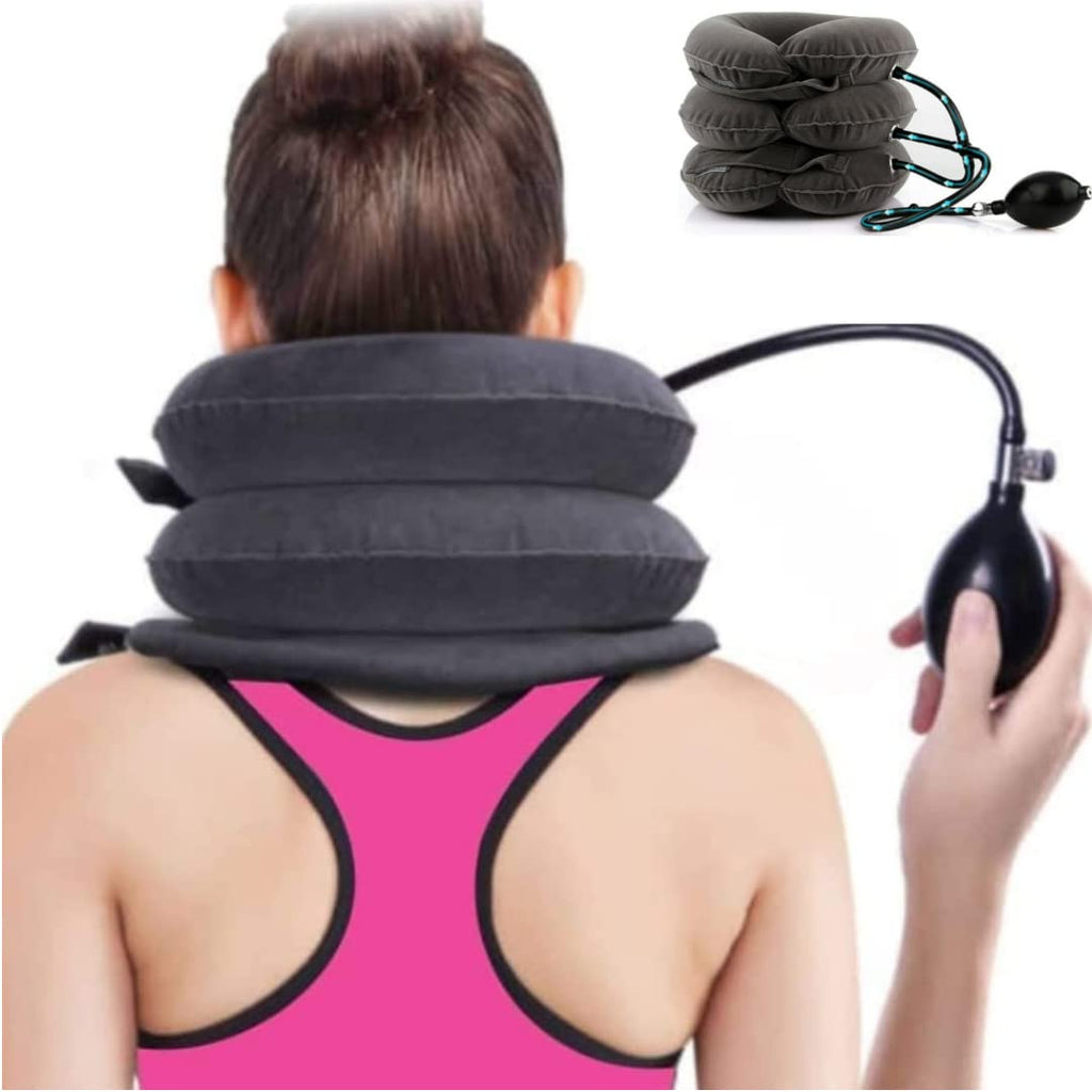 [Australia] - 2022 Inflatable Neck traction for Home use medically approved 3 layers Air Cervical brace device, Spine Shoulder Neck Support for Neck Pain Pinched Nerves & Muscle Strain, Collar Stretcher (One Size) 