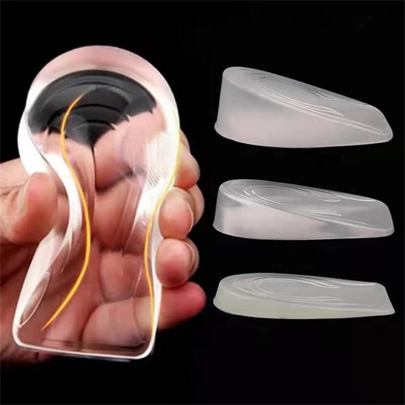 [Australia] - 1 Pair Silicone Gel Height Increase Insole Heel Lifting Inserts Half Plain Gel Heel Pads Elastic Cushion Arch Support Insert 2cm Men 