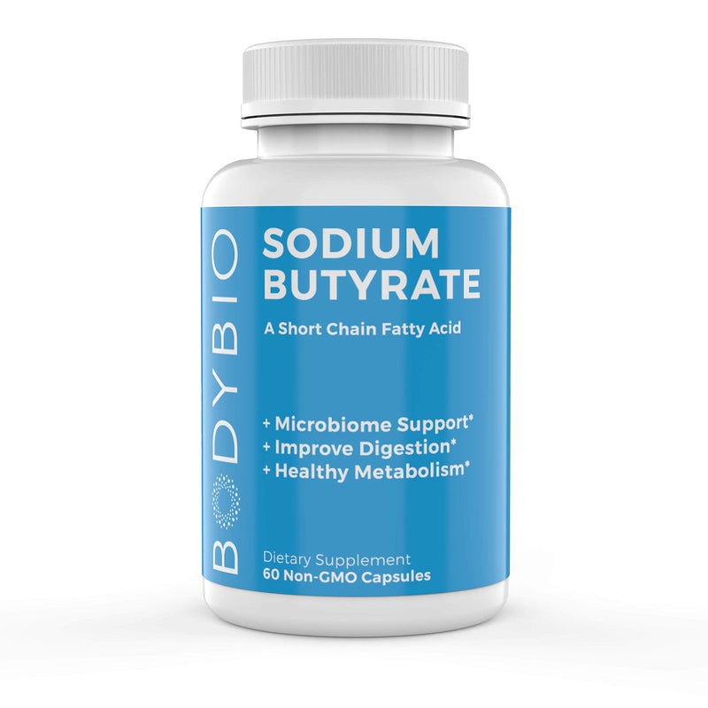 [Australia] - BodyBio POSTBIOTIC - Butyrate Supplement | Butyric Acid + Sodium | Highly Bioavailable | No Fillers | No Additives | Vegetarian-Friendly | 60 Capsules, White 60 Count (Pack of 1) 