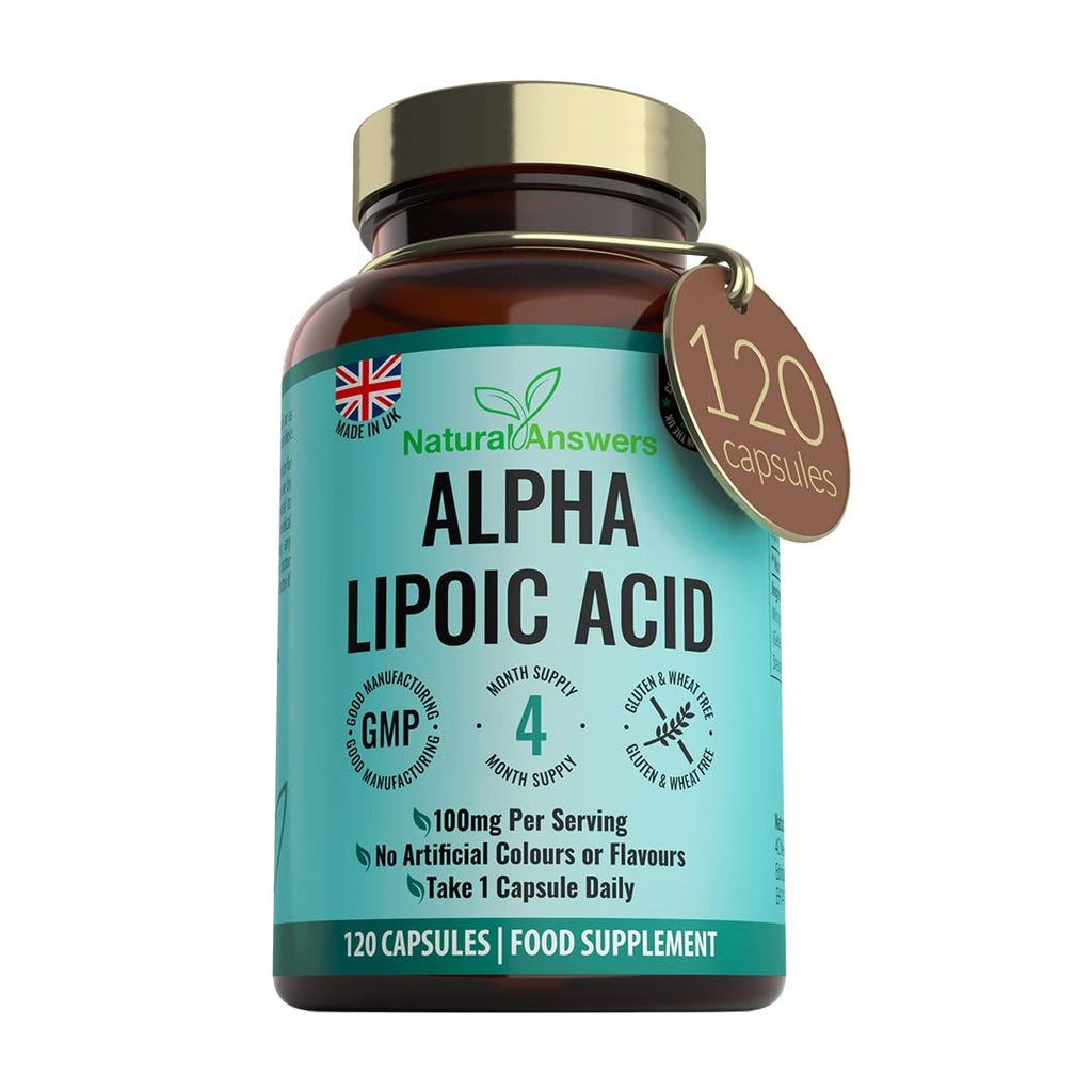 [Australia] - 120 Alpha Lipoic Acid (ALA) 100mg Capsules - (4 Months Supply) Food Supplement Nervous System Support - UK Manufactured 