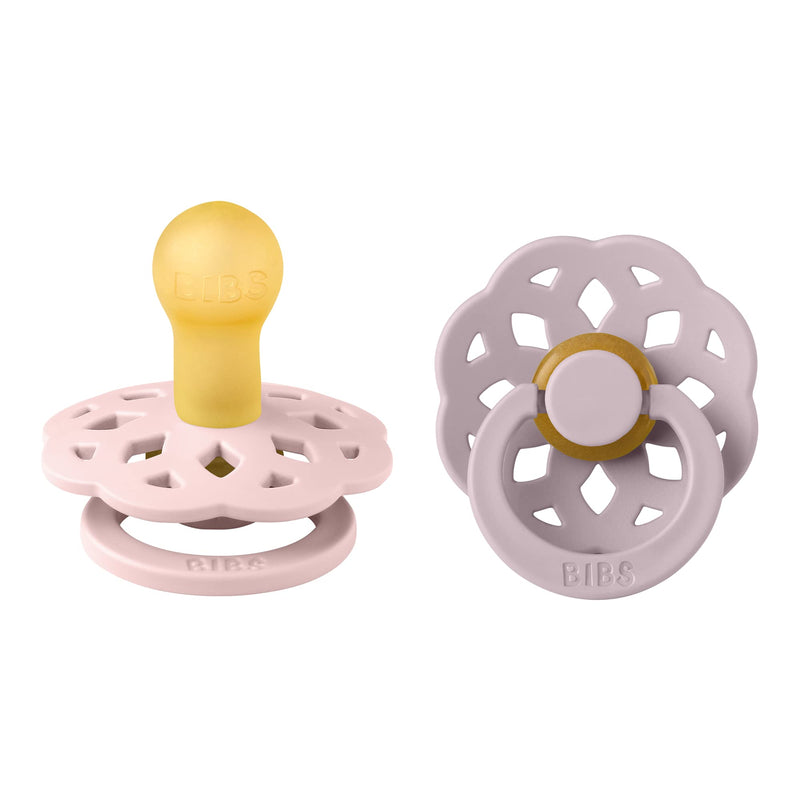 [Australia] - BIBS Boheme Soother 2-Pack. BPA Free. Round Nipple, Size 1 (0-6 Months), Blossom / Dusky Lilac Size 1 (0-6 Months) 