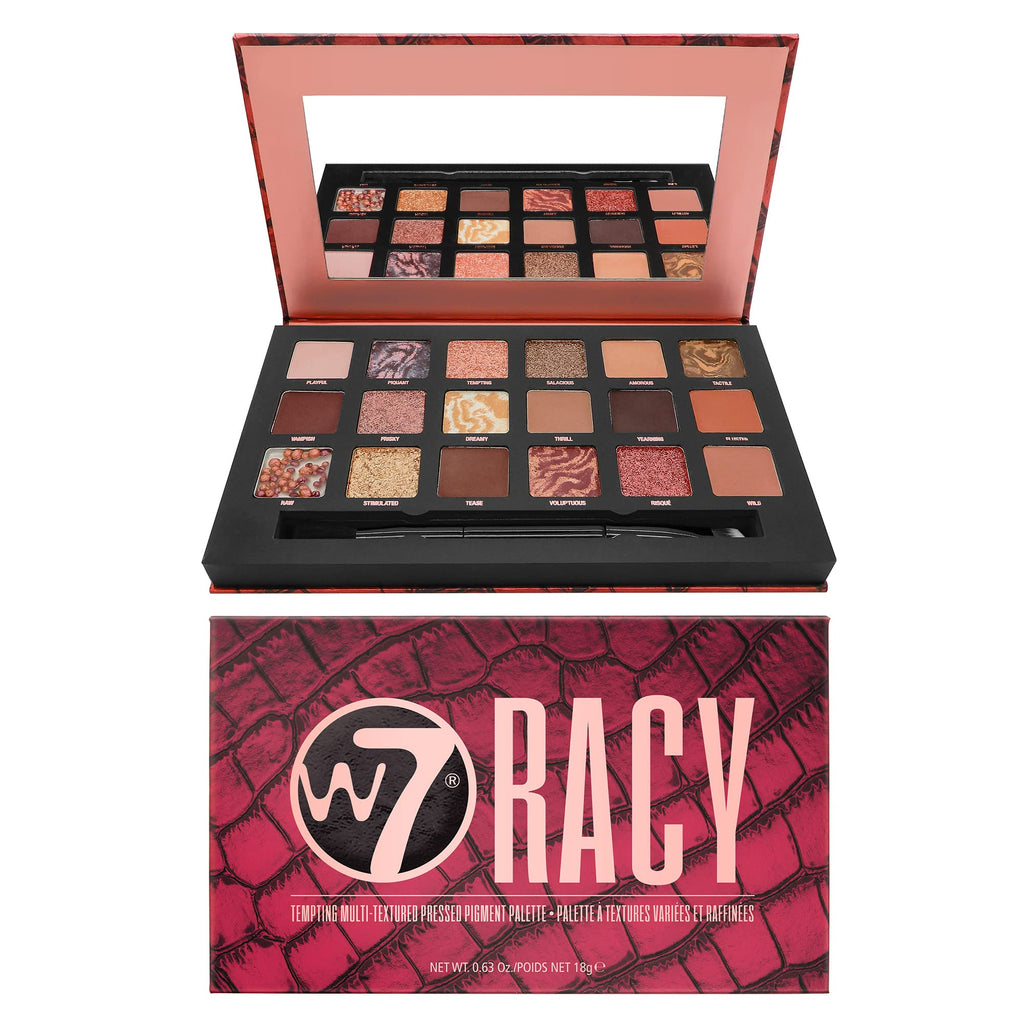 [Australia] - W7 Racy Pressed Pigment Palette - 18 Red Nude Colors - Flawless Long-Lasting Glam Makeup 