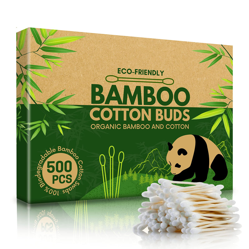 [Australia] - EcoWisper Bamboo Cotton Buds - 500 Eco Friendly Bamboo Earbuds Cotton Swabs - Plastic Free Baby Cotton Buds Biodegradable - Ear Buds for Makeup, Crafts, Cleaning, & Baby Hygiene, white 