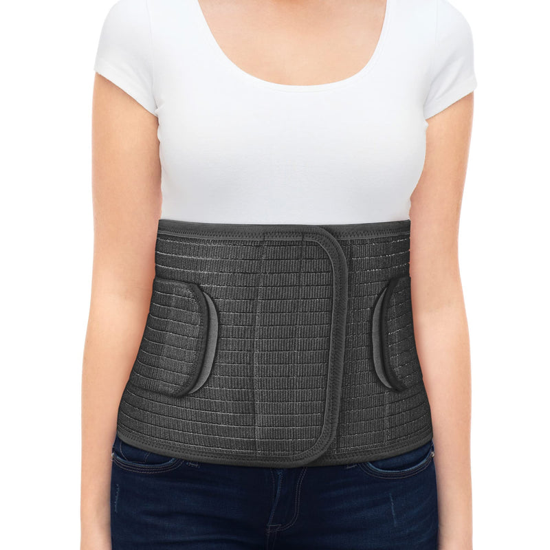 [Australia] - ORTONYX Ergonomic 9.5" Abdominal Binder - Postpartum Postoperative Wrap - Abdomen Hernia Support Belt for Men and Women - L/XL (32"-43") Black L/XL (32"-43") 