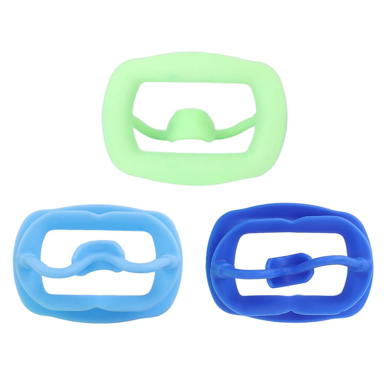 [Australia] - 3Pcs Cheek Retractor, Silicone Dental Mouth Opener Intraoral Cheek Mouth Lip Retractor Dental Accessory for Teeth Whitening Clear - Sky Blue+Dark Blue+Green Sky Blue+dark Blue+green 3pcs 