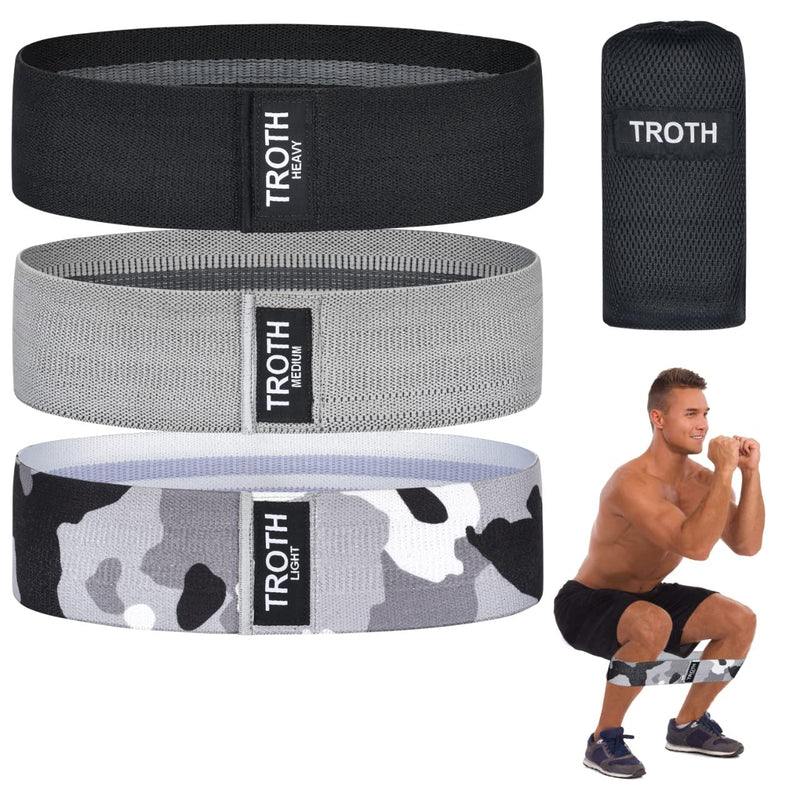 [Australia] - TROTH Resistance Bands Set Men, Exercise Bands Resistance for Women, Physio Bands, Stretch Bands for Exercise, Gym Bands for Strength Training, Loop Bands for Stretching, Pilates & Pull Up Workout Gray, Black, Camouflage 