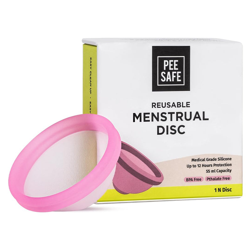 [Australia] - Pee Safe Reusable Menstrual Disc | 1 Reusable Menstrual Disc + 1 Spandex Storage Pouch | Capacity of 55 ml | Made of Medical Grade Silicone 