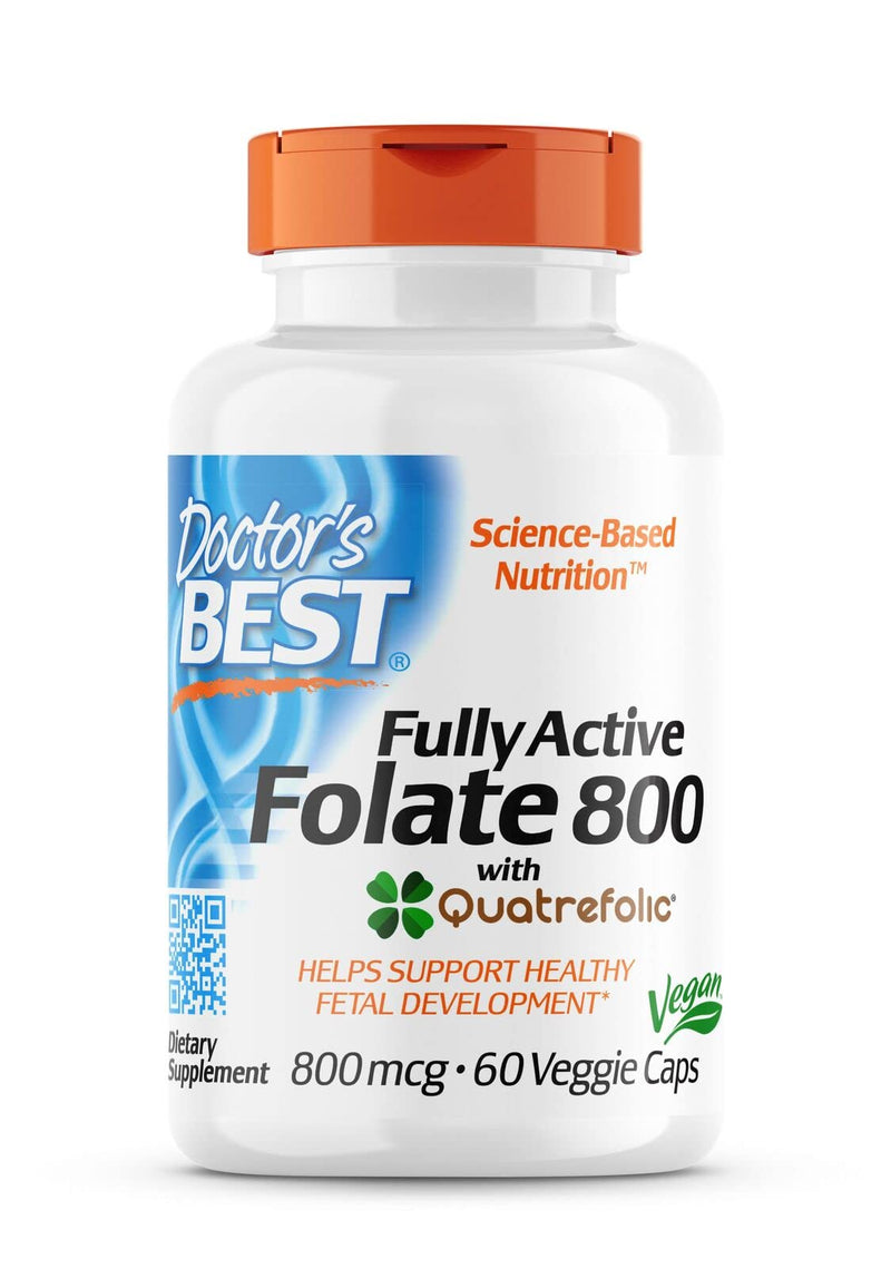 [Australia] - Doctor's Best, Fully Active Folate with Quatrefolic (Folic Acid), 800mcg, 60 Vegan Capsules, Laboratory Tested, Gluten Free, SOYA Free, Vegetarian, Non-GMO 