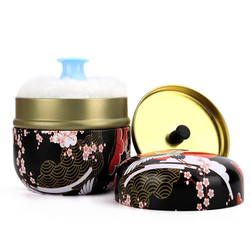 [Australia] - LIONVISON Baby Powder Case,Body Powder Puff Box with Soft Powder Puff Travel Container for Body Powder,Home Travel Powder Case for Talcum Powder and Loose Powder（Black）(Not Include Powder) Black 
