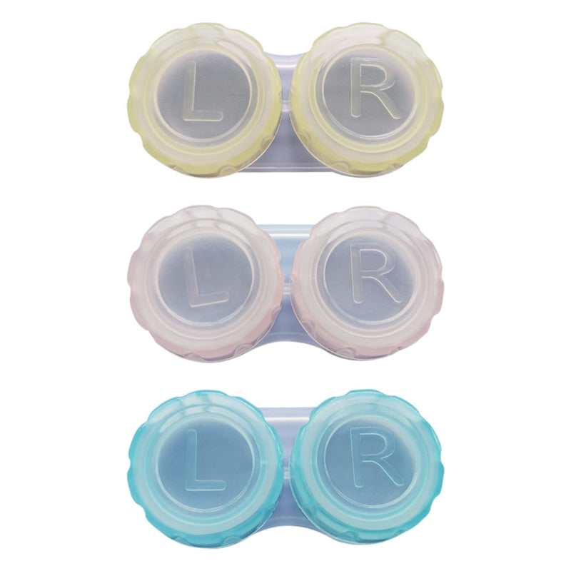 [Australia] - 3 Pack Contact Lens Cases Contact Lens Holder Box Left/Right Eyes Contact Transparent Macaron Lens Container, 3 Colors A3YJH-1 