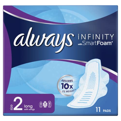 [Australia] - Always Infinity Long (Size 2) Sanitary Towels with Wings, 11 per Pack (Pack of 4) Size 2 (Pack of 44) 