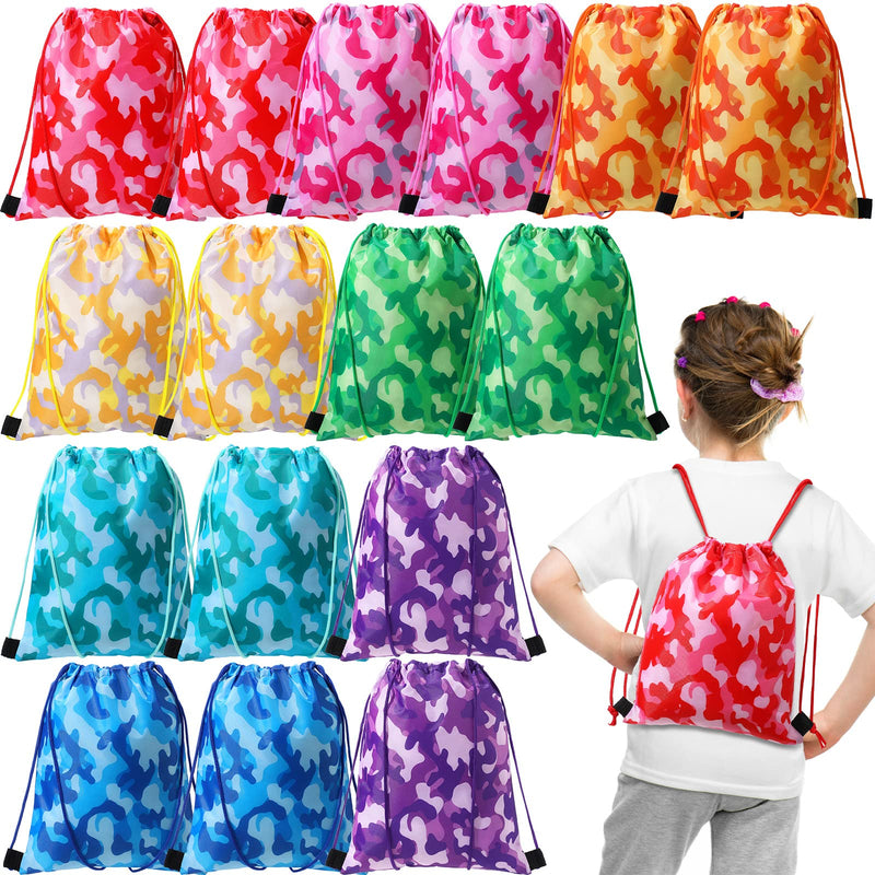 [Australia] - Weewooday 16 Pack Camouflage Drawstring Bags Party Favors for Kids Bag Colorful String Favor Small Cinch Loot and Goodie Candy Snacks Toy Storage Travel Camping Sport Backpack 