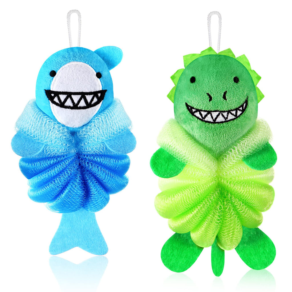 [Australia] - 2 Pcs Bath Loofahs Kids Toddler Body Loofahs Cute Cartoon Kids Loofah Kid Bath Sponges Loofah Bath Pouf Body Scrubber Mesh Loofah Sponges for Children Shower Washing Exfoliating (Animal) Animal 