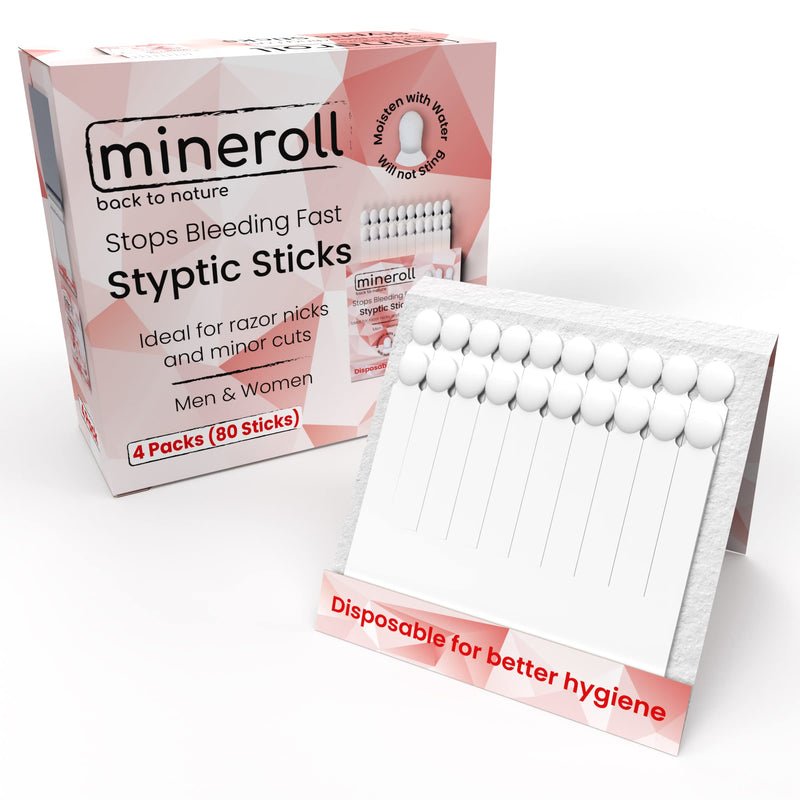 [Australia] - Styptic Stick Shave Accessories (4-Packs, 80-Sticks) Stops Bleeding For Razor Nicks For Men & Women - Sanitary and Great For Barbers or Personal 
