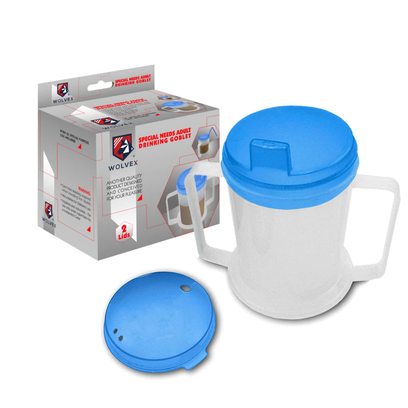 [Australia] - Wolvex Adult Drinking Cup Beaker with Handles & Anti Spill lids for Disabled Adults Dishwasher and Microwave Safe BPA, PVC and Latex Free 