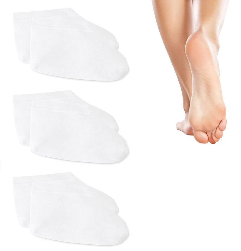 [Australia] - 3 Pairs Moisturizing Socks Overnight, Spa Socks for Dry Feet, Cotton Moisture Enhancing Socks, Cosmetic Moisturizing Socks for Women and Men, White 6 Count (Pack of 1) 
