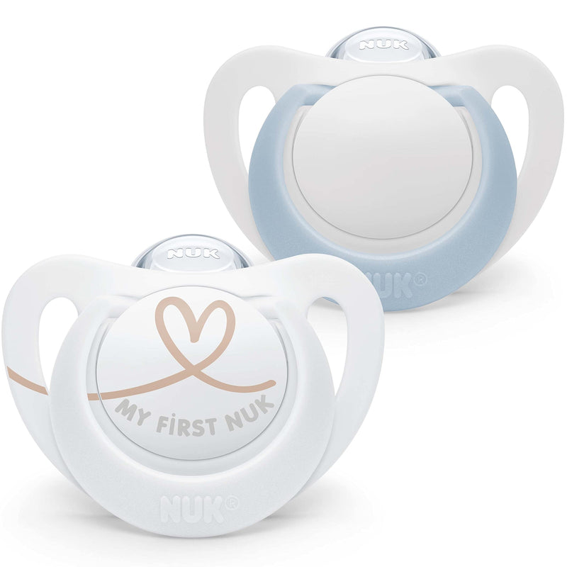 [Australia] - NUK Star Newborn Baby Dummy | 0-2 Months | BPA-Free Silicone Soothers | Blue | 2 Count 0-2 Months (Pack of 2) Silicone (New) 