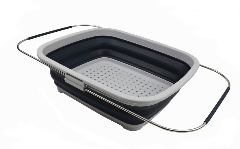 [Australia] - SAMMART 8L Expandable & Collapsible Dish Drainer - Foldable Drying Rack - Portable Dinnerware Organizer - Space Saving (Grey/Slate Grey, 1) Grey/Slate Grey 