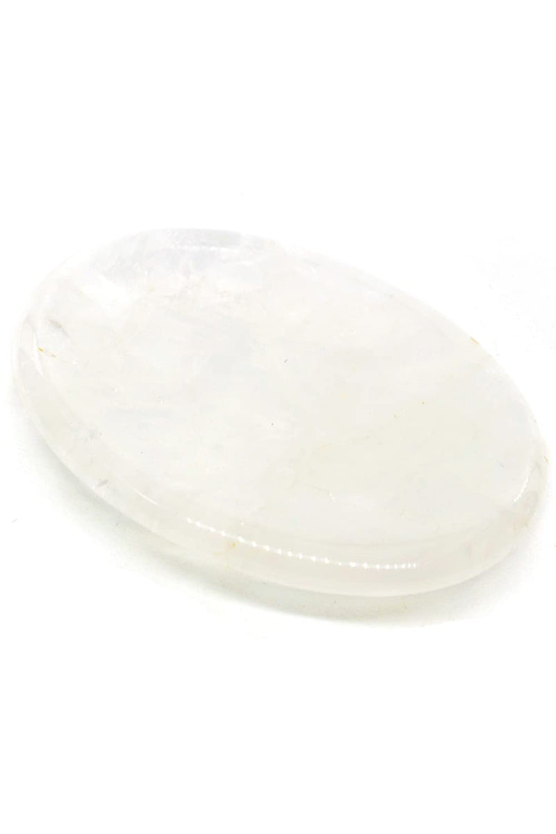 [Australia] - Ouubuuy White Clear Crystal Thumb Worry Stone Healing Crystal Gemstone Pocket Palm Stone - Anxiety Stress Relieve White Crystal 