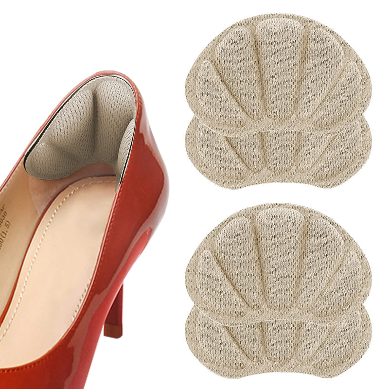 [Australia] - 2 Pairs Heel Grips Shoe, Heel Cushion Pads Set for Shoes Too Big Heel Grips Shoe Pads Inserts Liner Self (Beige) Beige 