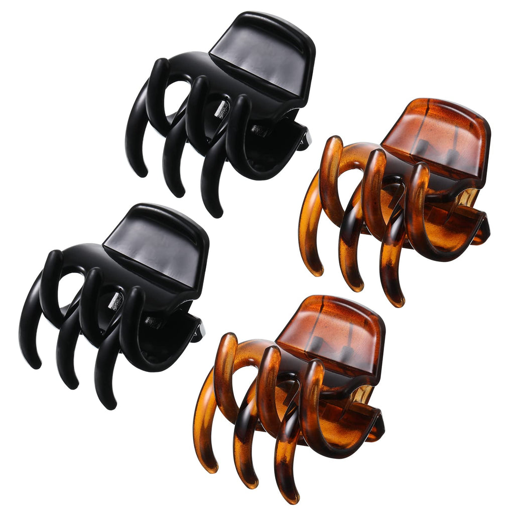 [Australia] - 4 Pieces Hair Claw Clips Medium Hair Clips Non Slip Hair Clamps Butterfly Hair Clips for Women Girl's Hair Black & Brown (A) 4 Count (Pack of 1) 