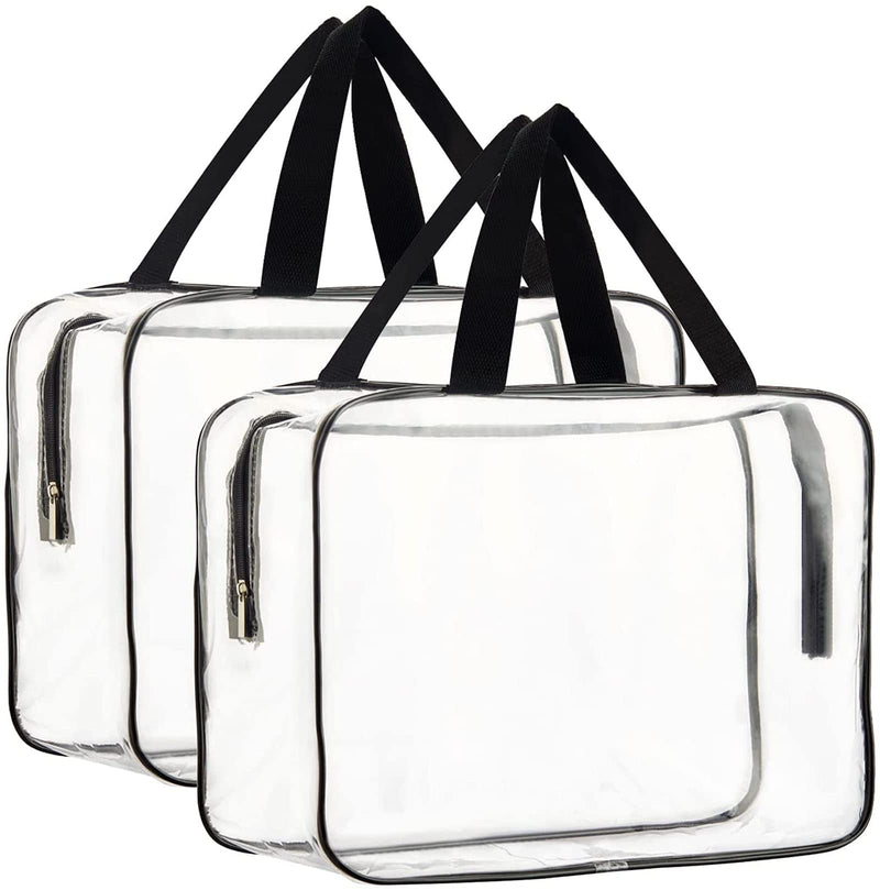 [Australia] - Clear Toiletry Bags, 2 Pcs Large Storage Makeup Bags Waterproof Transparent Cosmetic Gags for Travel 