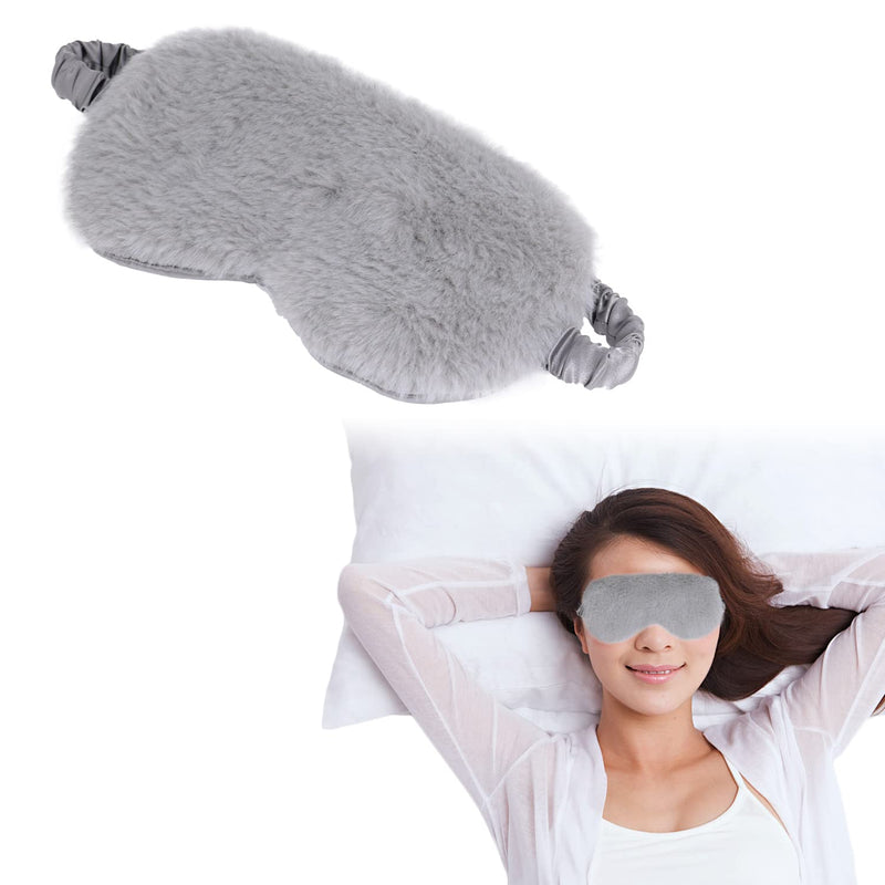 [Australia] - DBOO Silk Eye Mask Rabbit Plush Sleep Mask Blindfold Blackout Eye Cover Travel Portable Eye Shade with Elastic Strap for Women & Men (Grey) 