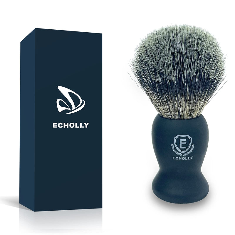 [Australia] - Echolly Luxury Shaving Brushes for Men-Premium Travel Shaving Brush Set-Shave Brush Best for Shaving Cream Lather- Perfect Father's Day Gifts for Fathers,Men, Boyfriends(Smooth Rubber Handle) 1.4 x 1.4 x 4.2 Inch 