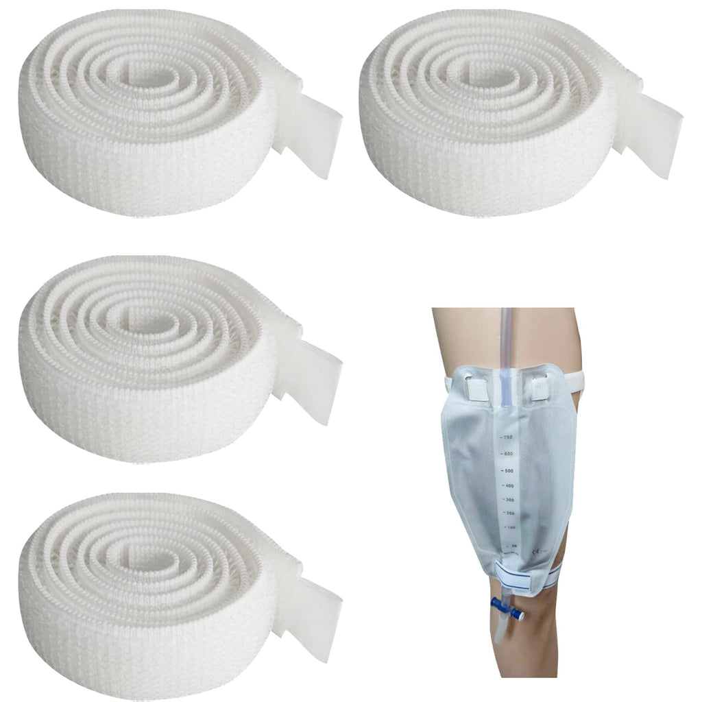 [Australia] - 4 Pcs Catheter Leg Bag Straps Catheter Fixation Straps Leg Urinary Bag Fixation Tapes for Incontinence Urine Bag, White 