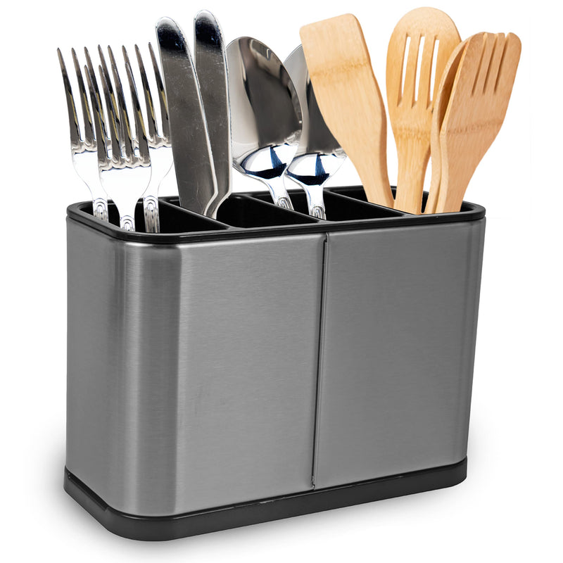 [Australia] - Kitchen Cutlery Holder Utensil Storage Organiser Stainless Steel Kitchen Utensil Holder Anti Slip Water Draining Design Easy to Clean 