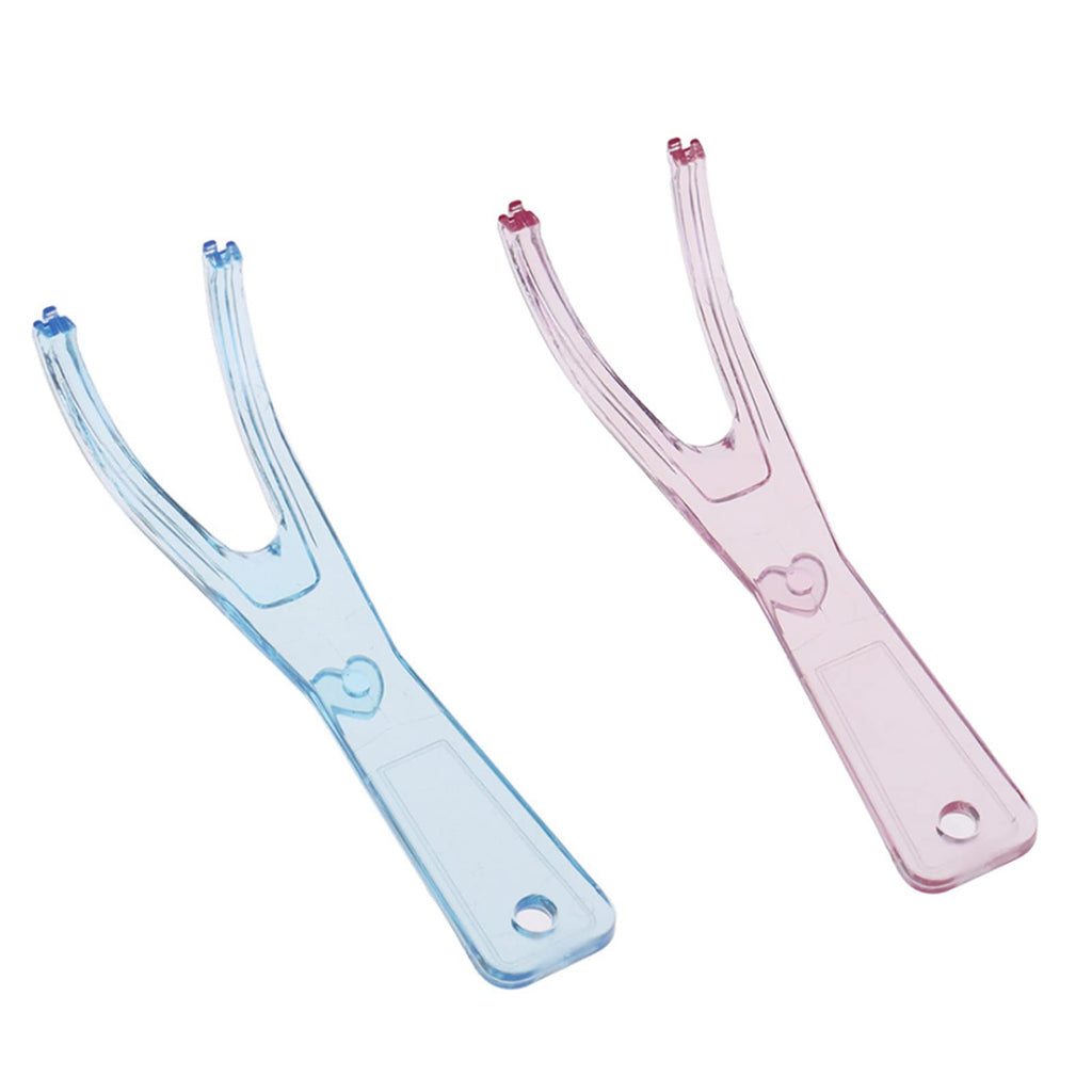 [Australia] - 2 Pieces Floss Holder Reusable Flossers Handle Flossers Accessories for Dental Flosser Accessories (Pink Blue) 