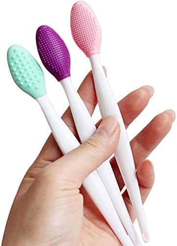 [Australia] - Aznze Exfoliating Lip Brush Nose Cleaning Brush Double Side Soft Silicone Lip Scrub Tool & Nose Blackhead Remove Brush 3PCS 