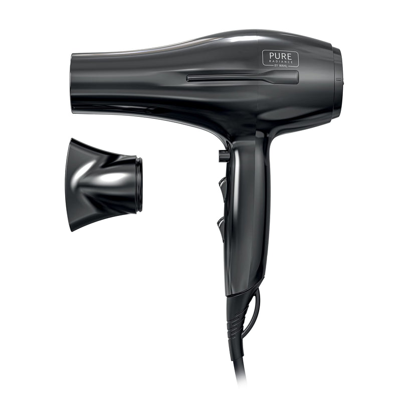 [Australia] - WAHL Pure Radiance by Wahl Hair Dryer, 2000W Dryer, Hair Dryers for Women, Cool Shot Button, 3 Heat and 2 Speed Settings, Ionic Function for Shinier Results, Concentrator Nozzle Black 