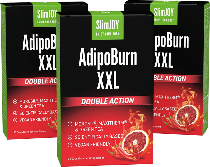[Australia] - SlimJOY AdipoBurn XXL - Extract of Green Tea Leaves, Cayenne pepper and Caffeine - with Free E-Book Guide - 3 x 30 Capsules by Sensilab 